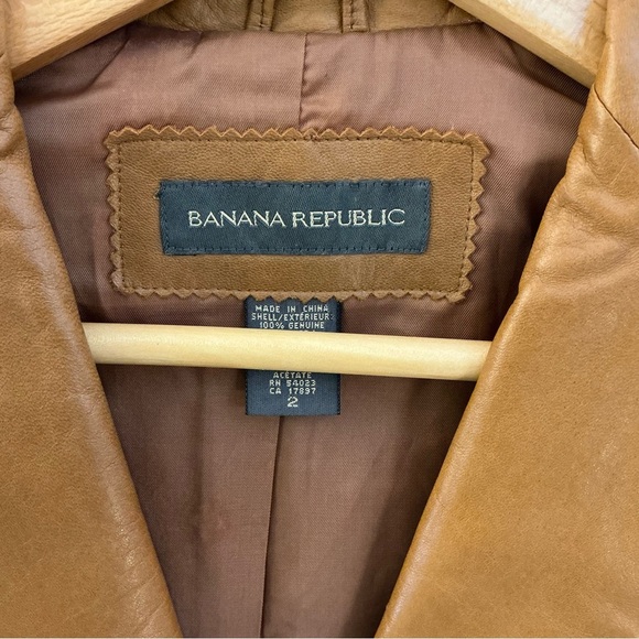 BANANA REPUBLIC Genuine Leather Blazer Jacket – Caramel Tan – Size 2 (Women’s) - Picture 2 of 10